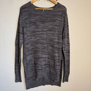 Firefly Womens Long Sleeve Knit Sweater Marled Gray Large‎ High Low Side Slits